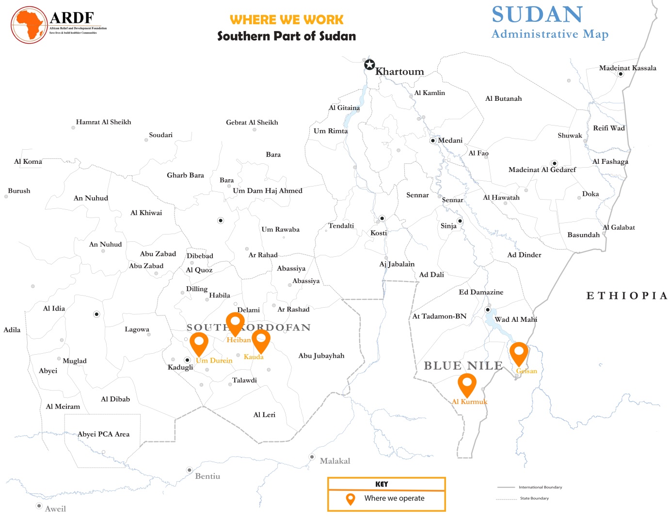 ARDF operational map in Sudan